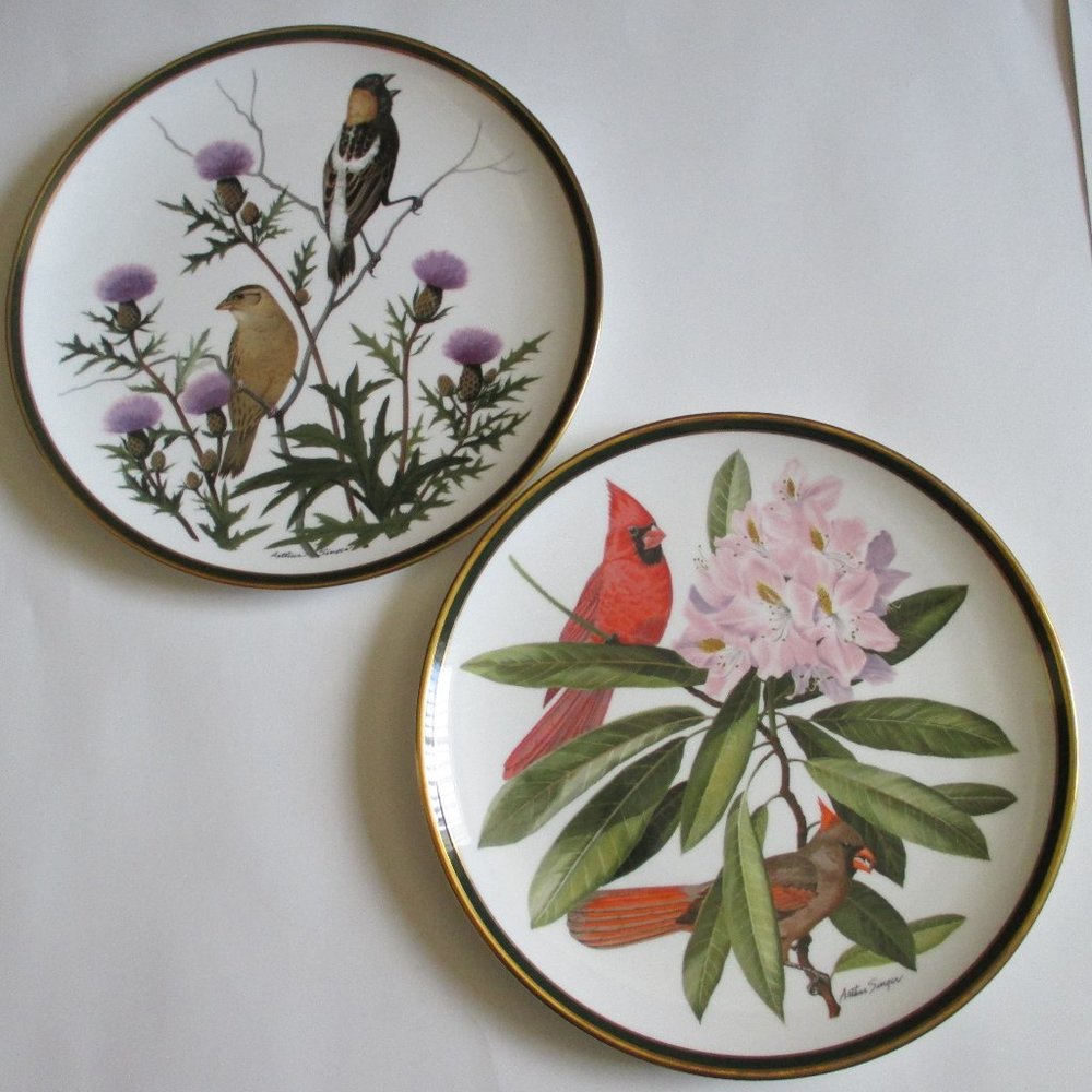 Vtg Franklin Porcelain Songbirds Wedgwood Plate - Picture 4 of 14